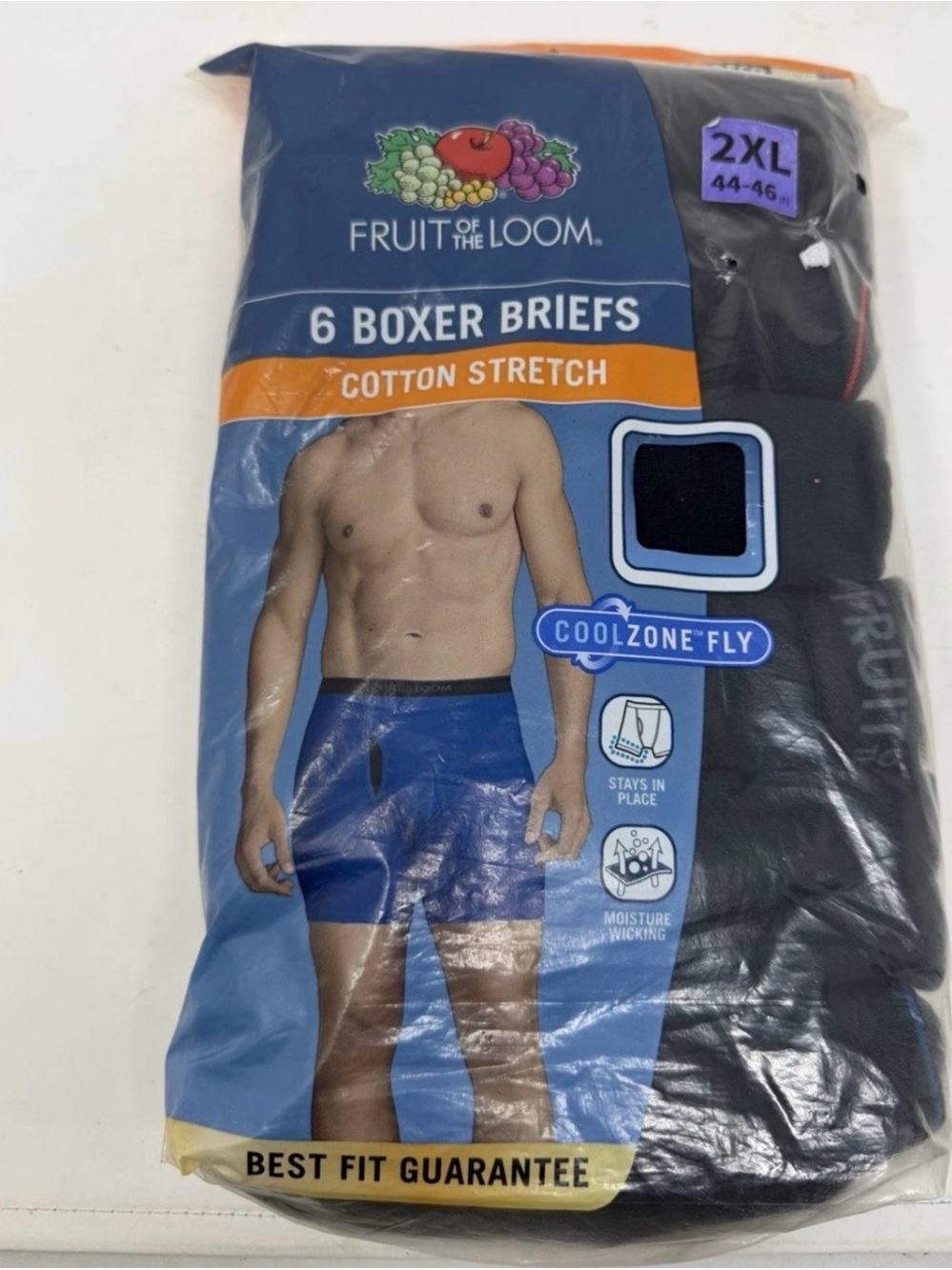 Fruit of the Loom Men's Boxer Briefs - Black (6 Pack)